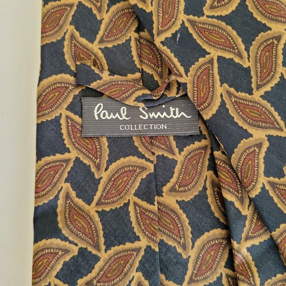 Paul Smith Men's Neck Tie Necktie Lot 2 Silk Brown Abstract Boho Vintage Retro - Picture 4 of 5